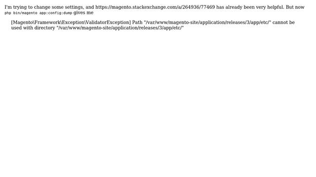 php bin/magento app:config:dump gives me [MagentoFrameworkExceptionValidatorException] Path... смотреть онлайн