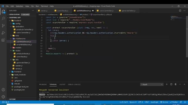 #38 Auth middleware for protected routes | Mern Stack Tutorials(Hindi/Urdu) смотреть онлайн