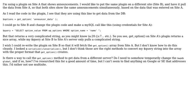 Wordpress: get_option() from another wordpress site смотреть онлайн