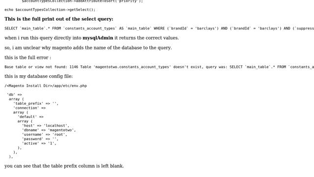 Magento: Base table or view not found: 1146 Table SQLSTATE[42S02]: doesn't exist смотреть онлайн