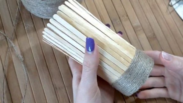 DIY Поделка из деревянных палочек и джута | Crafts from wooden sticks |Artesanías de palos de mader