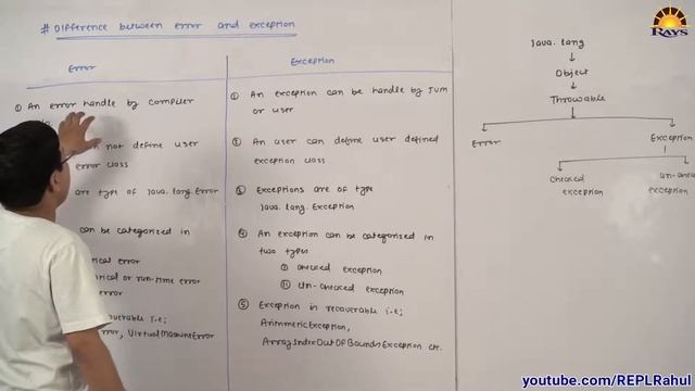 Difference between error and exception || Error in java || Exception in java || Rahul Sir смотреть онлайн