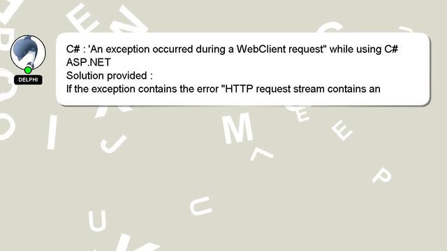 C# : 'An exception occurred during a WebClient request" while using C# ASP.NET смотреть онлайн