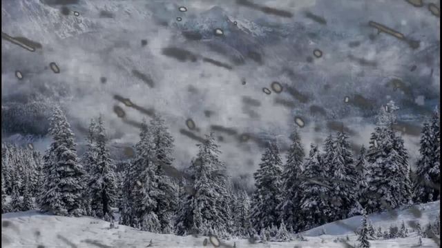 Звуки сильного ветра. Метель и вой стаи волков. Красиво, но страшно