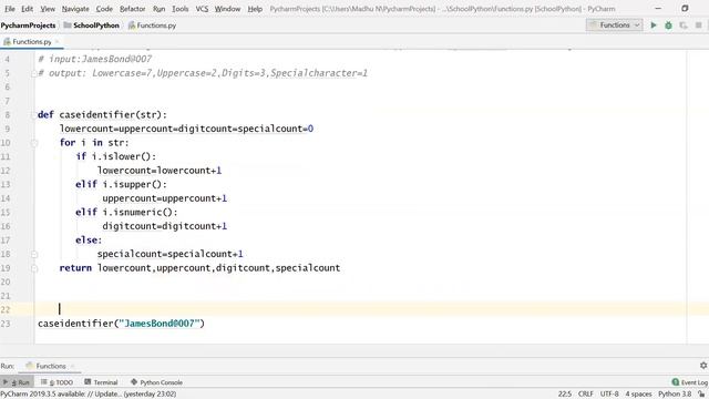 Write a UserDefinedFunction to display lower,upper,special ,digits in a string in python смотреть онлайн
