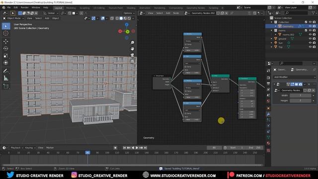 Procedural buildings generate with blender 3.0 alpha geometry node. Step by step process.(part-one) смотреть онлайн