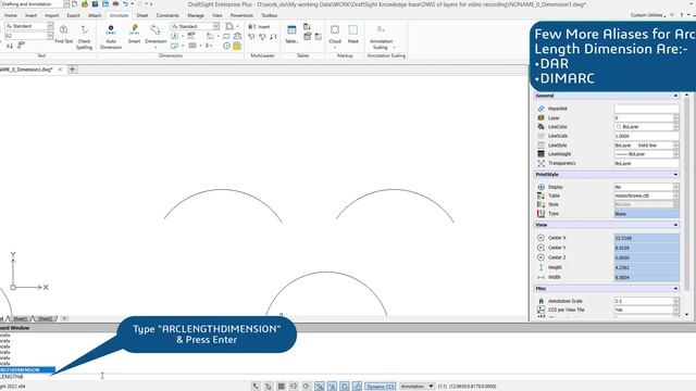 Create Arc Length Dimension at Angle Using Command Window смотреть онлайн