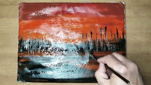 живопись акрилом для начинающих /чёрная красная живопись смотреть онлайн