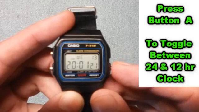 Casio F91W : How To Change The 24 Hour Clock смотреть онлайн