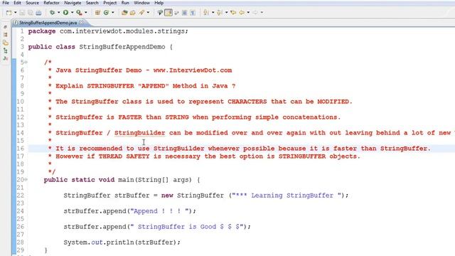 JAVA STRINGBUFFER APPEND METHOD DEMO смотреть онлайн
