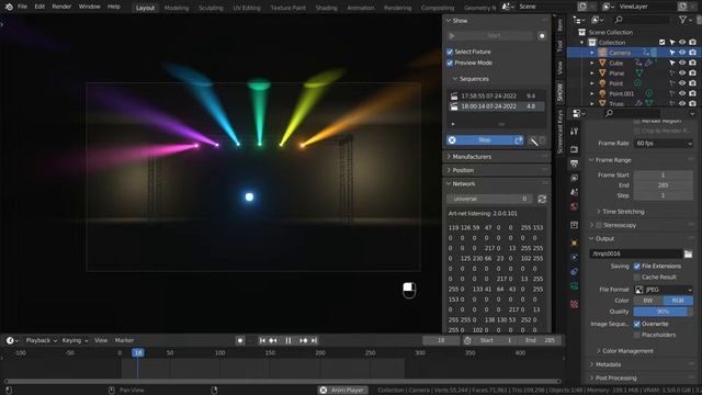 Blender SHOW MA2 Artnet data record and animation render смотреть онлайн