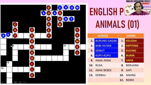 ENGLISH CROSSWORD PUZZLE: ANIMALS 01 (TEKA-TEKI SILANG BHS. INGGRIS: NAMA-NAMA BINATANG) BY MR KAKA смотреть онлайн