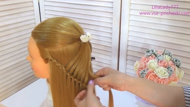 Коса водопад.Причёска с плетением для средних и длинных волос.The most beautiful hairstyle tutorial смотреть онлайн