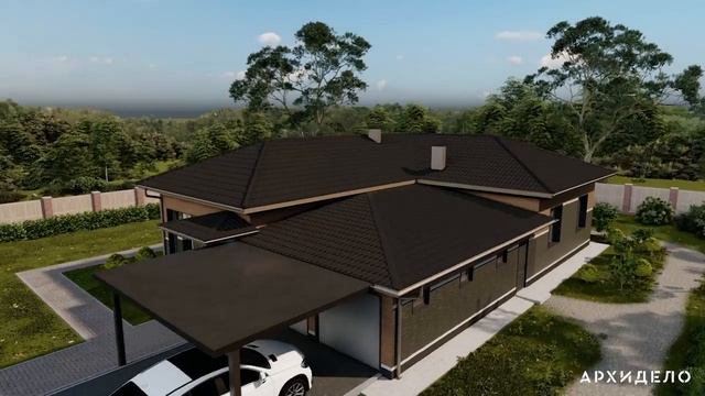 Одноэтажный дом с гаражом 190 м2 смотреть онлайн