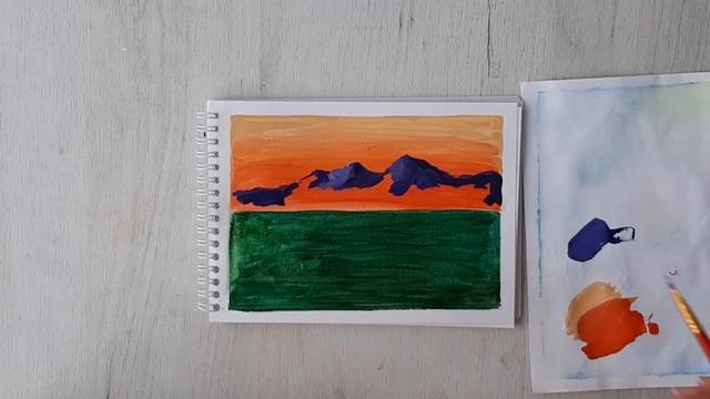 ?ФИОЛЕТОВЫЕ ГОРЫ. Пейзаж. Рисуем фиолетовые горы. Контраст в живописи. смотреть онлайн