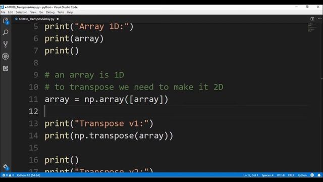 numpy transpose array смотреть онлайн