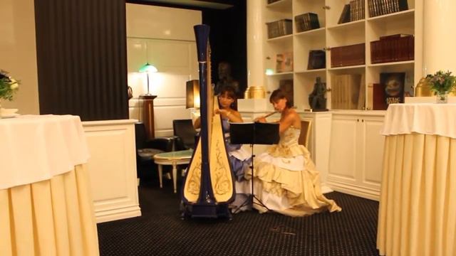 Дуэт Арфа и Флейта, арфистка и флейтистка.