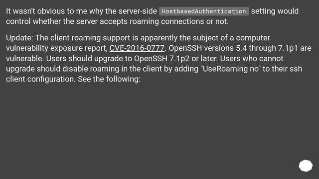 What could 'Roaming not allowed by server' of ssh client mean? смотреть онлайн