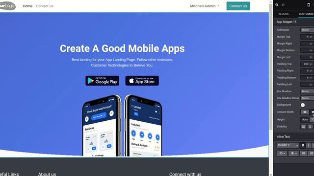 Mobile Apps Snippets Odoo смотреть онлайн