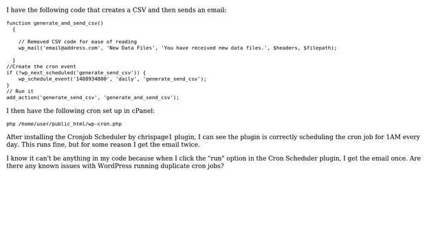 Wordpress: WordPress cron running twice смотреть онлайн