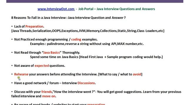 8 Reasons To Fail In Core Java Interview Java Interview Question Tips смотреть онлайн
