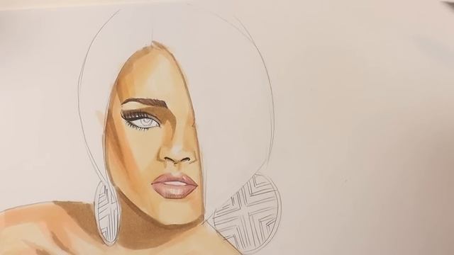 Fashion sketching: передаем фактуру волос и кожи с помощью маркеров.