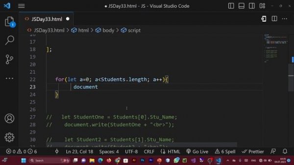 Lec #0033 JavaScript|| Array of Object and Const Variable with Array & Object.