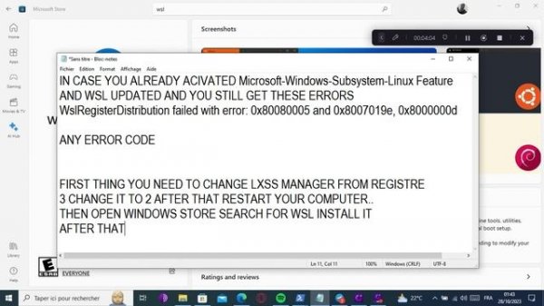 WslRegisterDistribution Failed with Error : 0x80080005 Fix ANY ERROR CODE Kali (WSL 2 GUI)