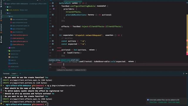 How to test debounceTime in an angular ngrx effect using jasmine marbles смотреть онлайн