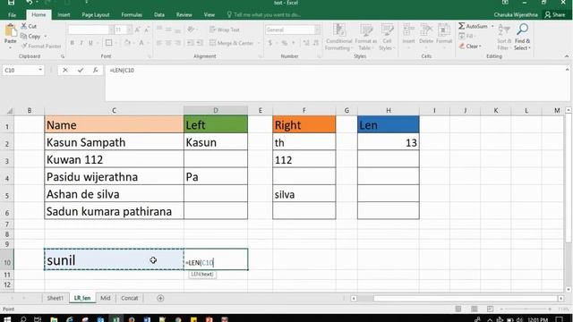 Sinhala excel String/Text Function - (අක්ෂර උකහා ගැනීම ) смотреть онлайн