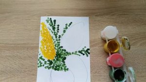 Рисунок на 8 марта. Рисуем мимозу ватными палочками.