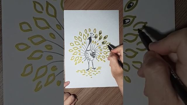 Как нарисовать павлина двумя маркерами.