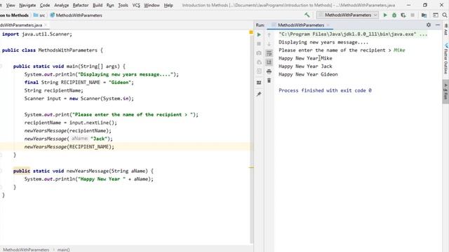 Java Tutorial 17 - Adding parameters to Methods смотреть онлайн