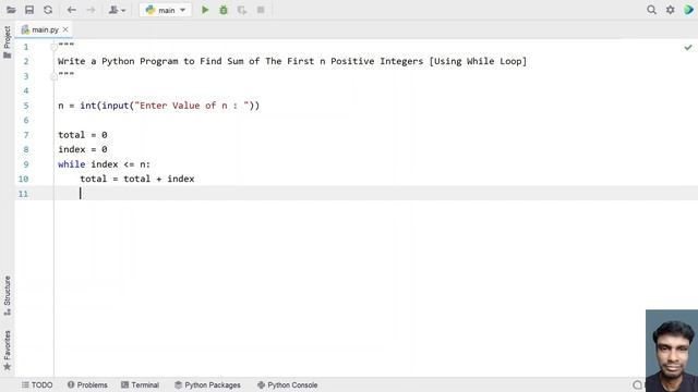 Write a Python Program to Find Sum of The First n Positive Integers [Using While Loop] смотреть онлайн