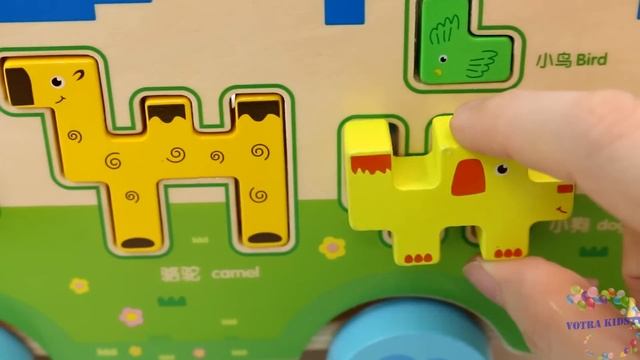 Wooden Animal Shape Sorting Truck Zoo Animal Transporter Toy