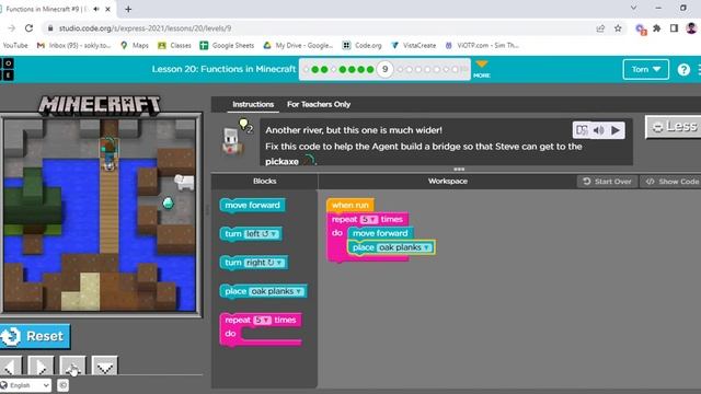 Code org Lesson 20 Functions in Minecraft смотреть онлайн