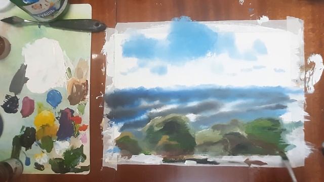 Как нарисовать море. Весна на море. Рисуем пейзаж. Творчество с детьми. Правополушарное рисование. смотреть онлайн