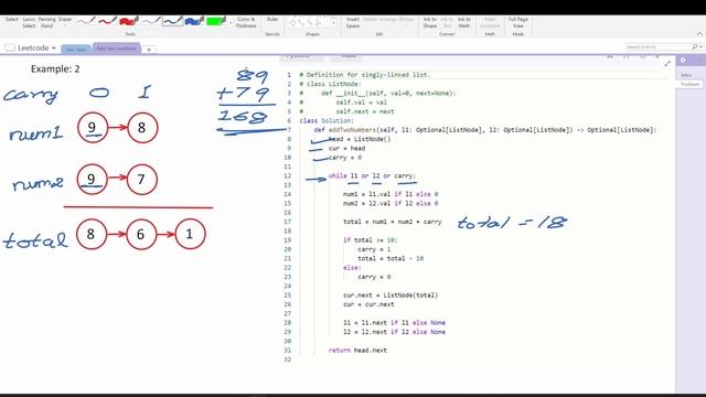 Add Two Numbers | Python Solution | Leetcode #2 | Interview questions смотреть онлайн