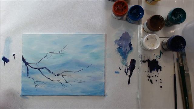 Рисуем Веточку сакуры гуашью смотреть онлайн