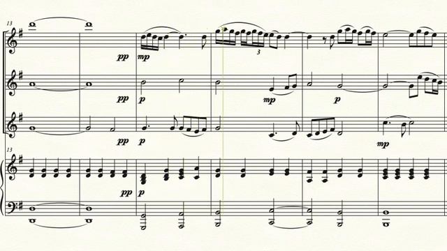 Morricone - Gabriel's Oboe for 3 flutes and piano - play along with a virtual ensemble (Flute 2) смотреть онлайн