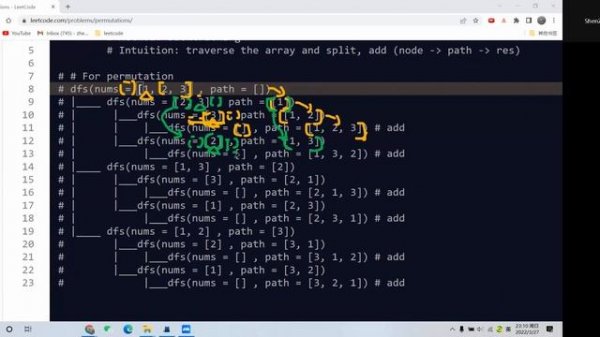Leetcode 46. Permutations. Backtracking. Python