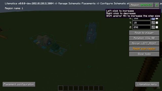 Litematica. Палка, субрегионы, горячие клавиши и материал лист. смотреть онлайн