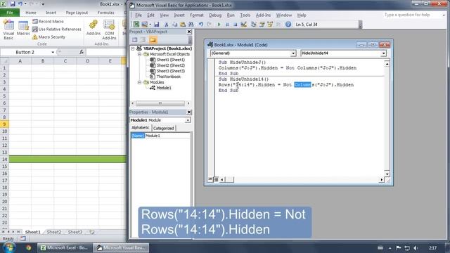 How to both Hide and Unhide a row or column with one button (Excel tips #2) смотреть онлайн