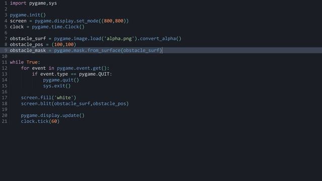Understanding Pygame Masks