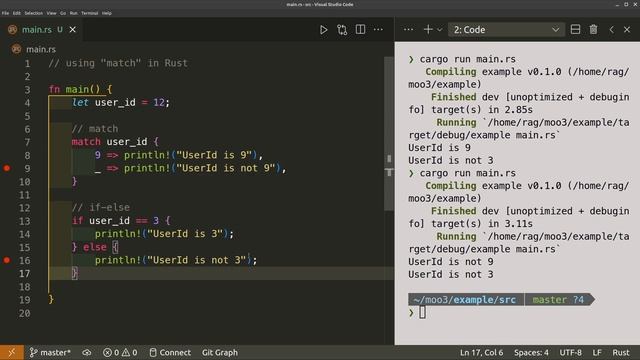 Match condition - Example code - in Rust смотреть онлайн