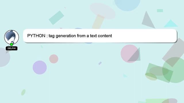 PYTHON : tag generation from a text content смотреть онлайн