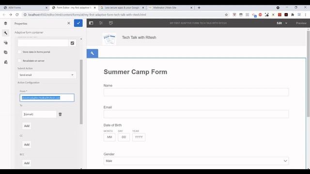 3. AEM Forms - Send email from Adaptive Forms. смотреть онлайн