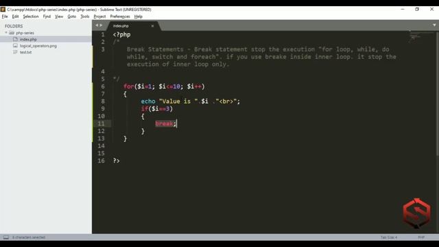 Break statement in PHP | PHP Tutorial in hindi смотреть онлайн