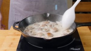 ГРИБЫ С БЕКОНОМ в сливочном соусе.