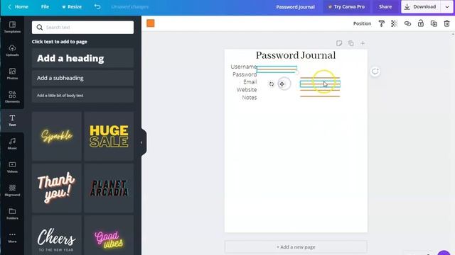 Canva Printable Tutorial - Come create a Passwords Journal PDF with me смотреть онлайн